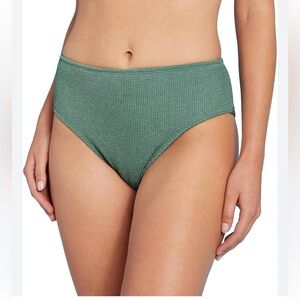 Kona Sol Women's Green Crinkle Textured High-Waist Bikini Bottom